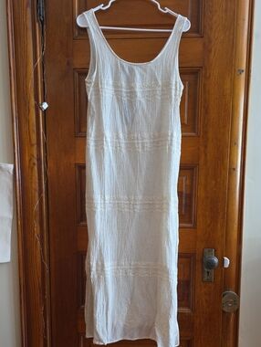 Young Threads Sleeveless Natural  Boho Maxi Dress W/ Pockets